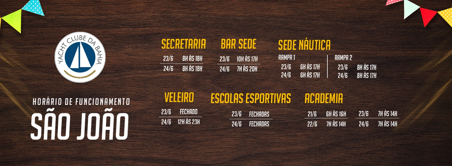 Horario de Funcionamento - São João